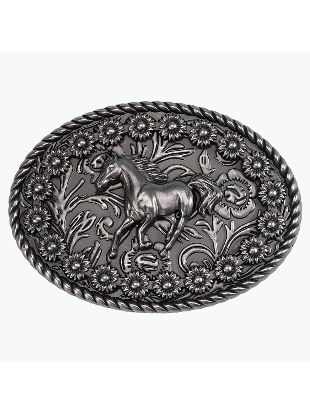 Men Silver Horses Western Accessory Belt Buckle 1.5 Inch Heavy Duty Style